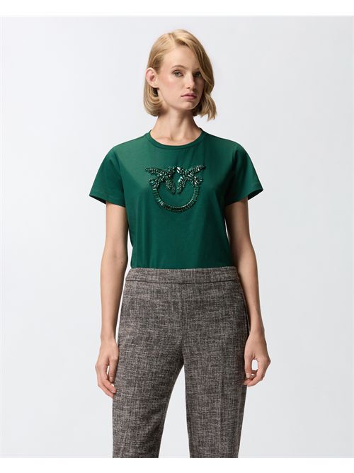 T-shirt logo Love Birds decorato PINKO | 100535A2RN/X79